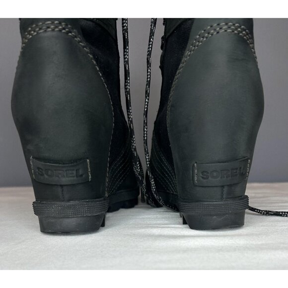 Sorel Lexie Wedge Boots Womens Size 7 Black Lace Up Ankle Booties Lug NL3046-010 - Picture 5 of 16